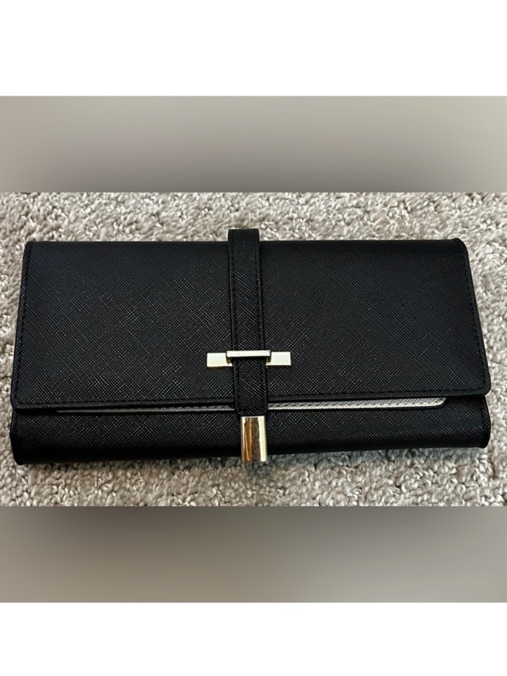 Cluci Mile Black Cowhide Split Leather Wallet Trifold ID Credit Card Holder
